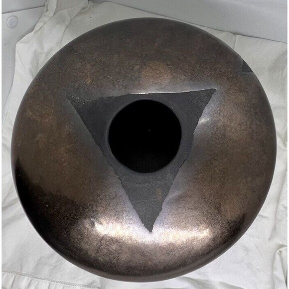 Vintage Haeger Matte Black Bronze Tone Volcanic Drip Lava Glaze Art Pottery UFO - Picture 4 of 14